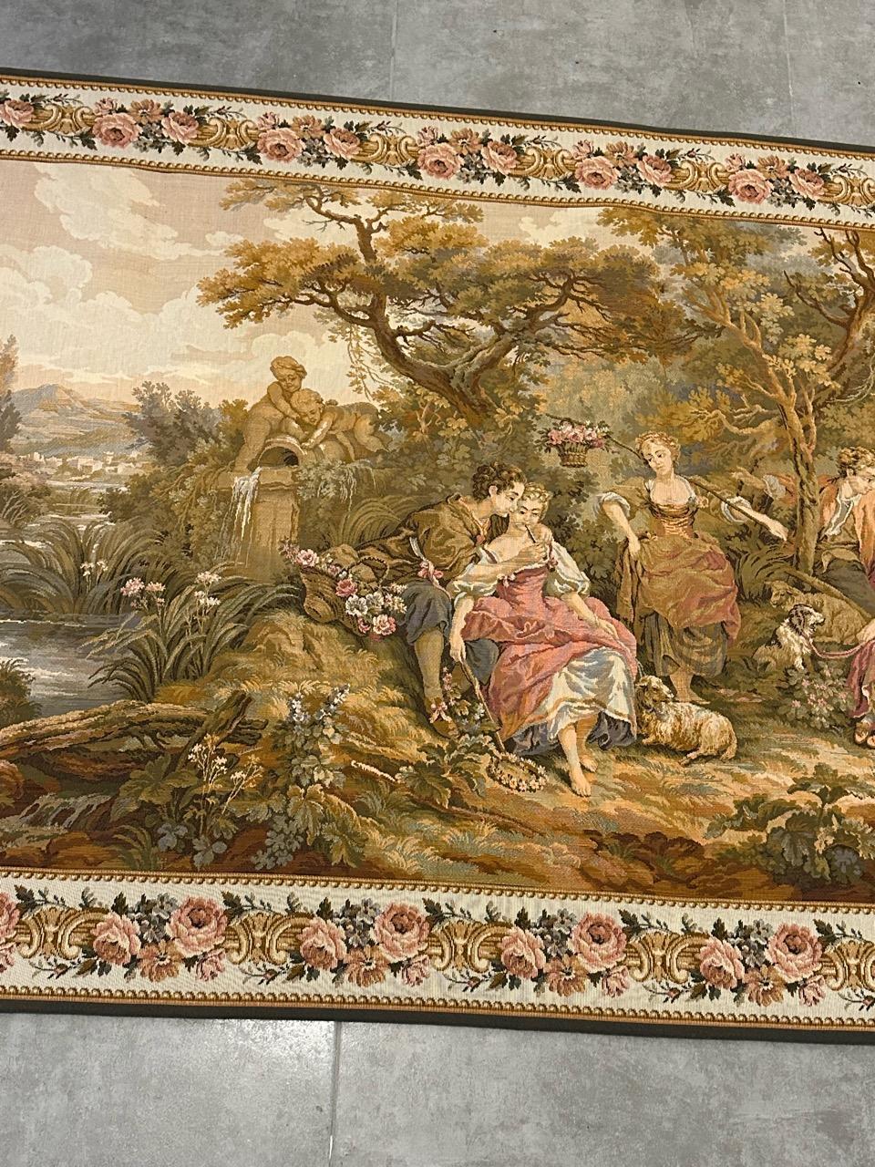 Bobyrug’s Pretty vintage Aubusson style Jaquar tapestry  For Sale 8