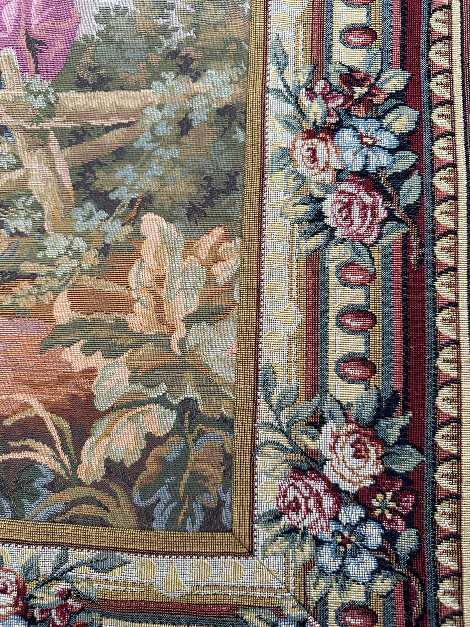 Bobyrug’s Pretty Vintage Aubusson Style Jaquar Tapestry For Sale 8