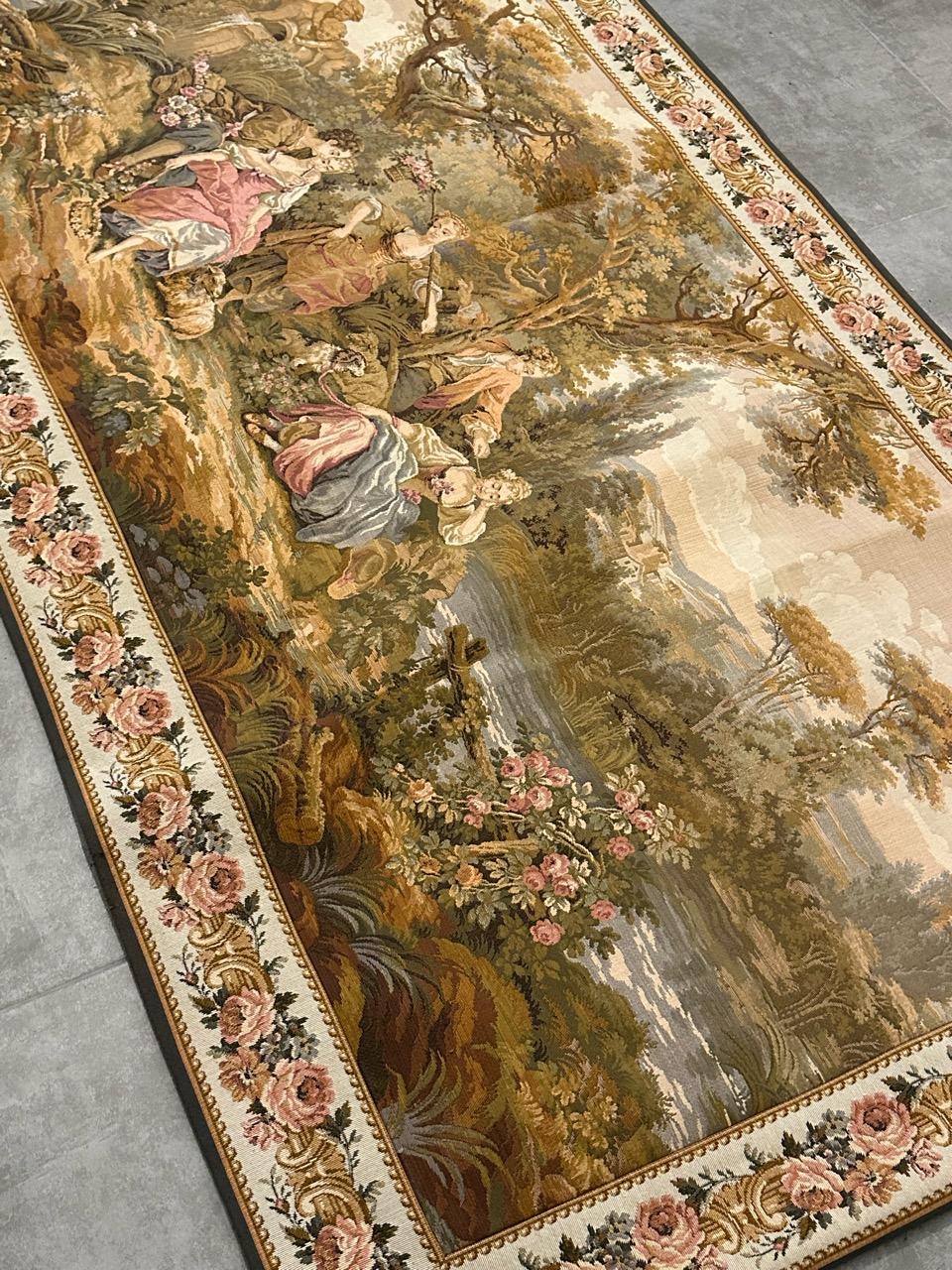 Bobyrug’s Pretty vintage Aubusson style Jaquar tapestry  For Sale 9