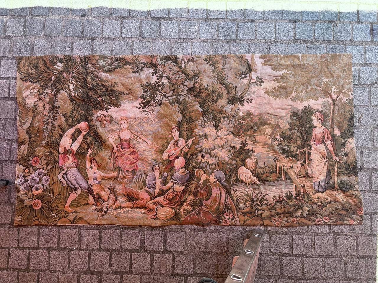 Pretty Vintage Aubusson Style Jaquar Tapestry  For Sale 9