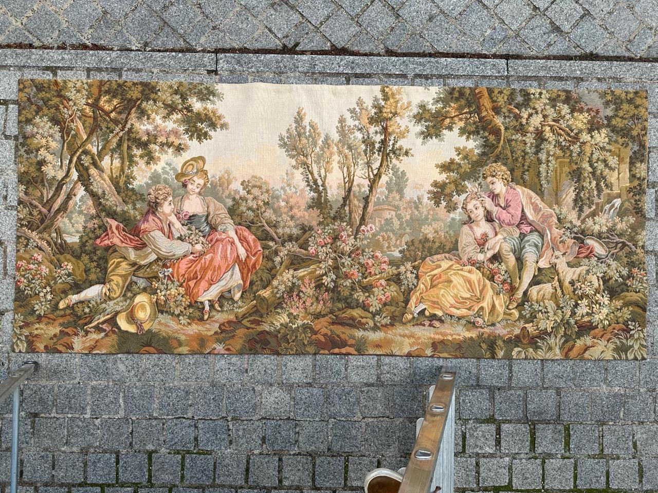 Bobyrug’s Pretty Vintage Aubusson Style Jaquar Tapestry For Sale 10