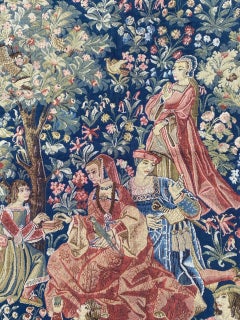 Bobyrug’s Pretty Vintage Aubusson Style Jaquar Tapestry