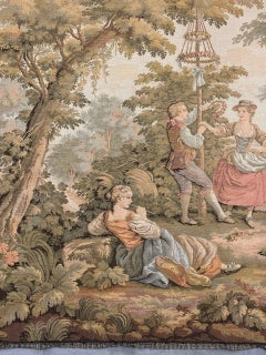 Bobyrug’s Pretty Vintage Aubusson Style Jaquar Tapestry