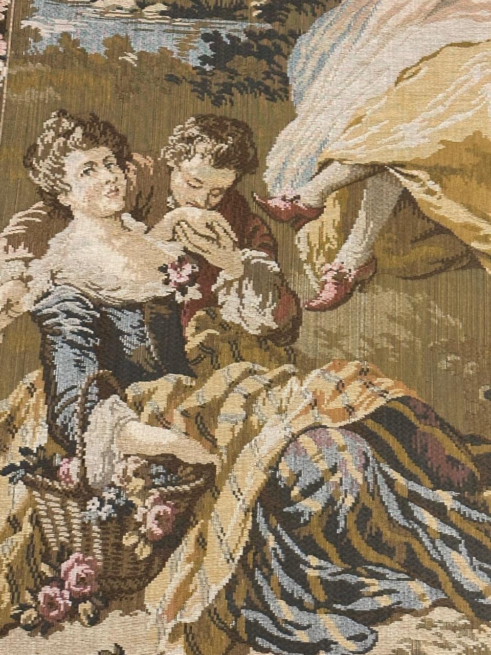 French Bobyrug’s Pretty vintage Aubusson style Jaquar tapestry  For Sale