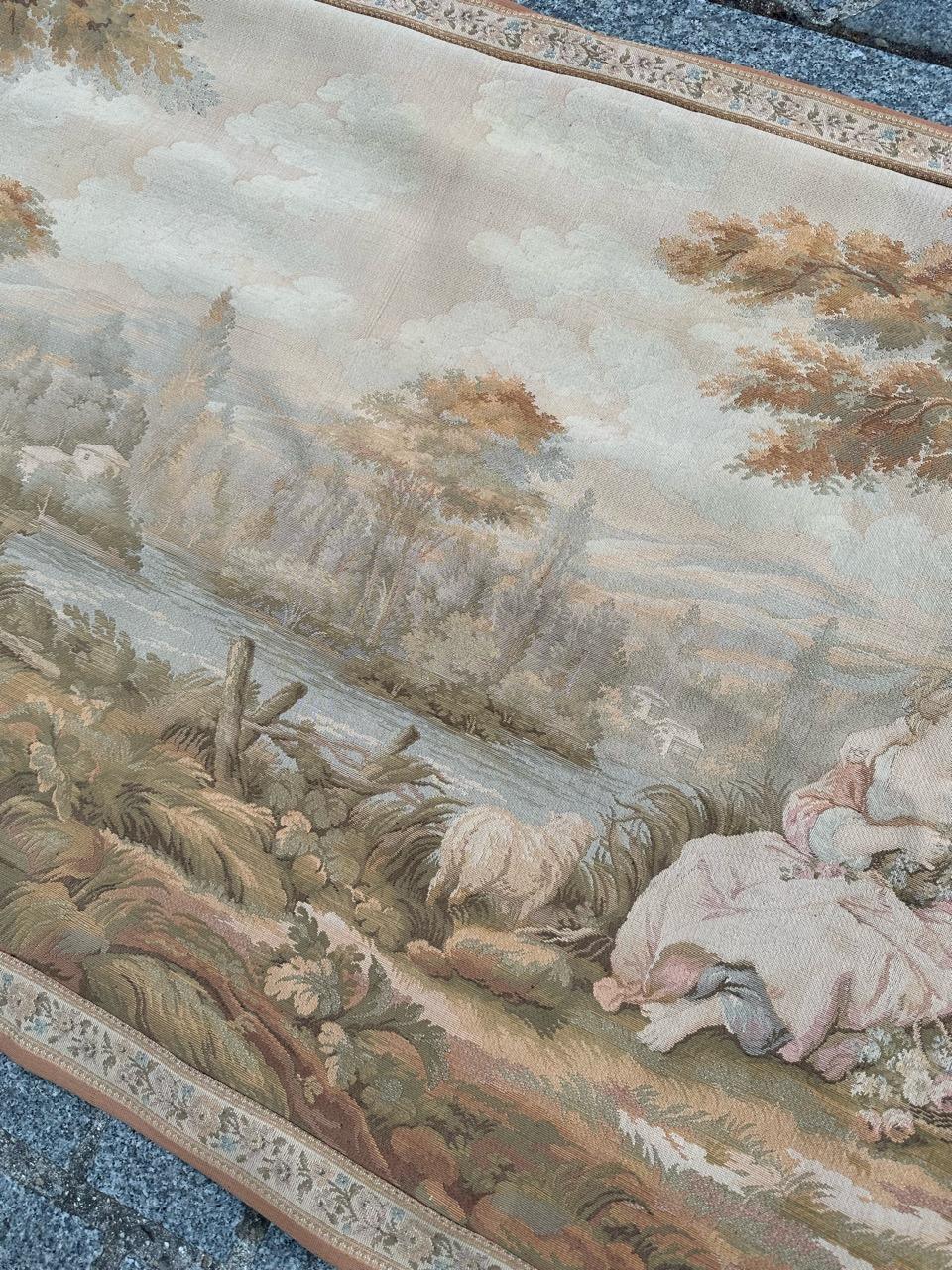 French Pretty Vintage Aubusson Style Jaquar Tapestry