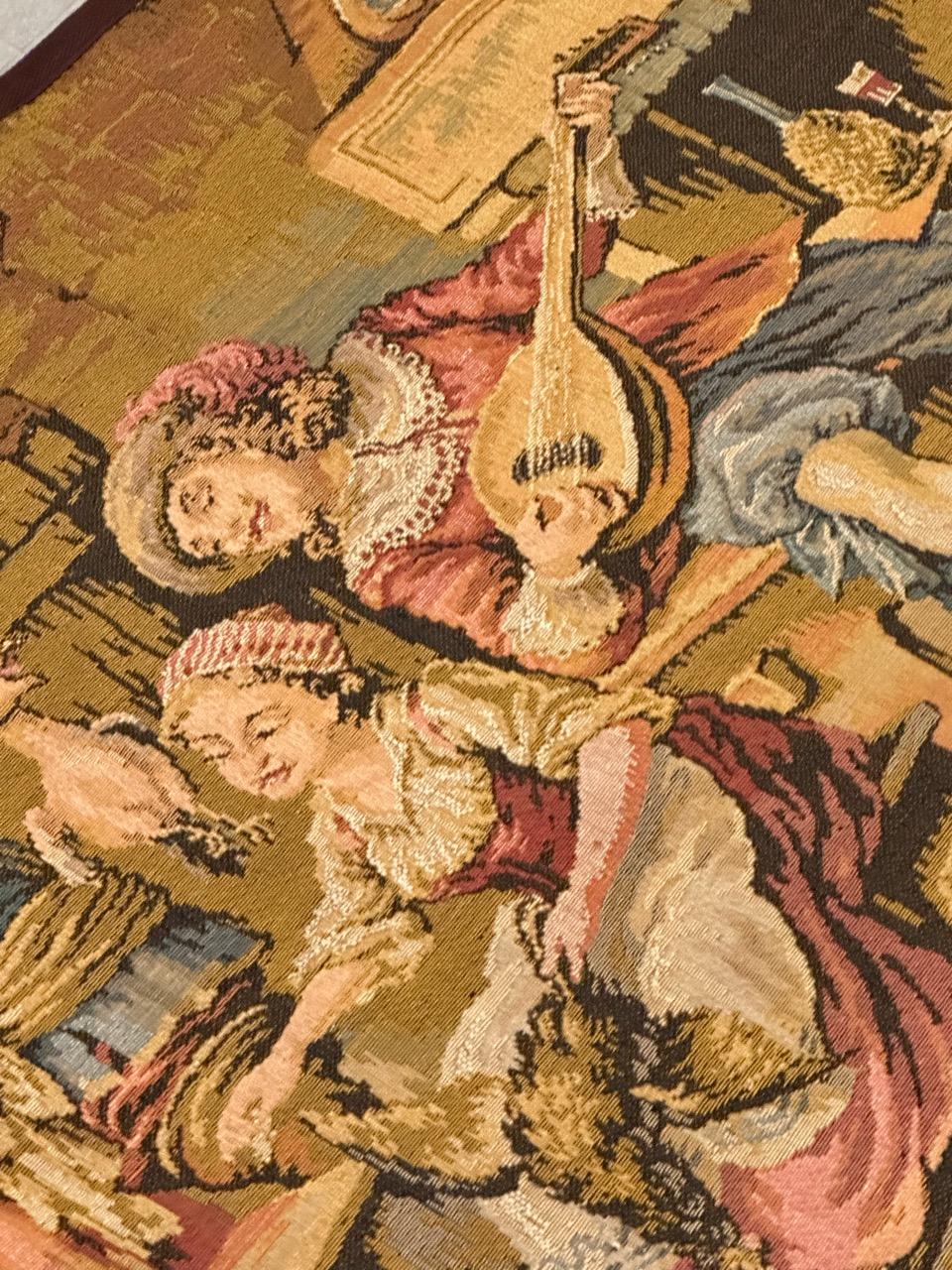 Bobyrug's Hübsche Vintage Aubusson Stil Jaquar Wandteppich (Maschinell gefertigt) im Angebot