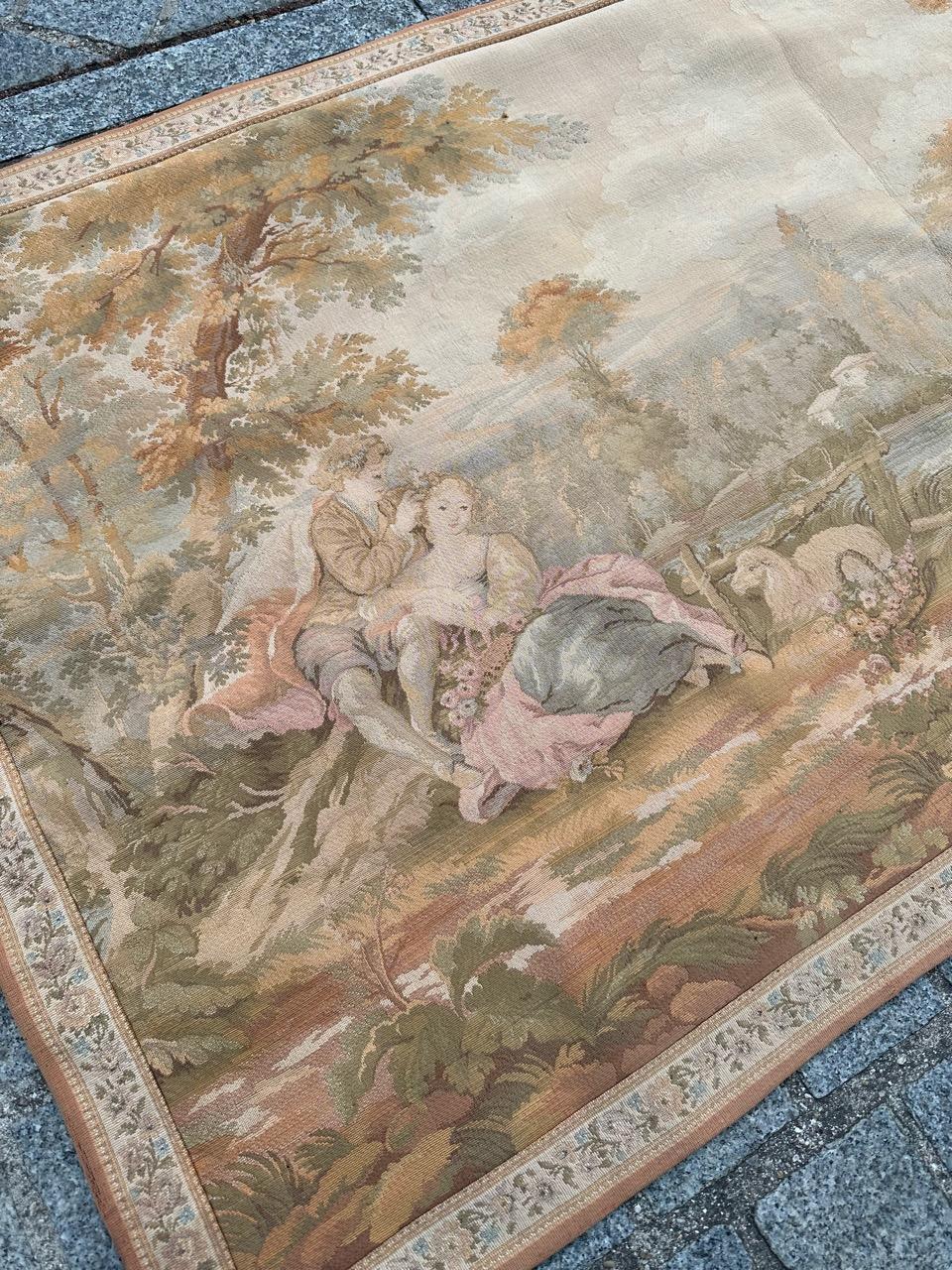 Machine-Made Pretty Vintage Aubusson Style Jaquar Tapestry