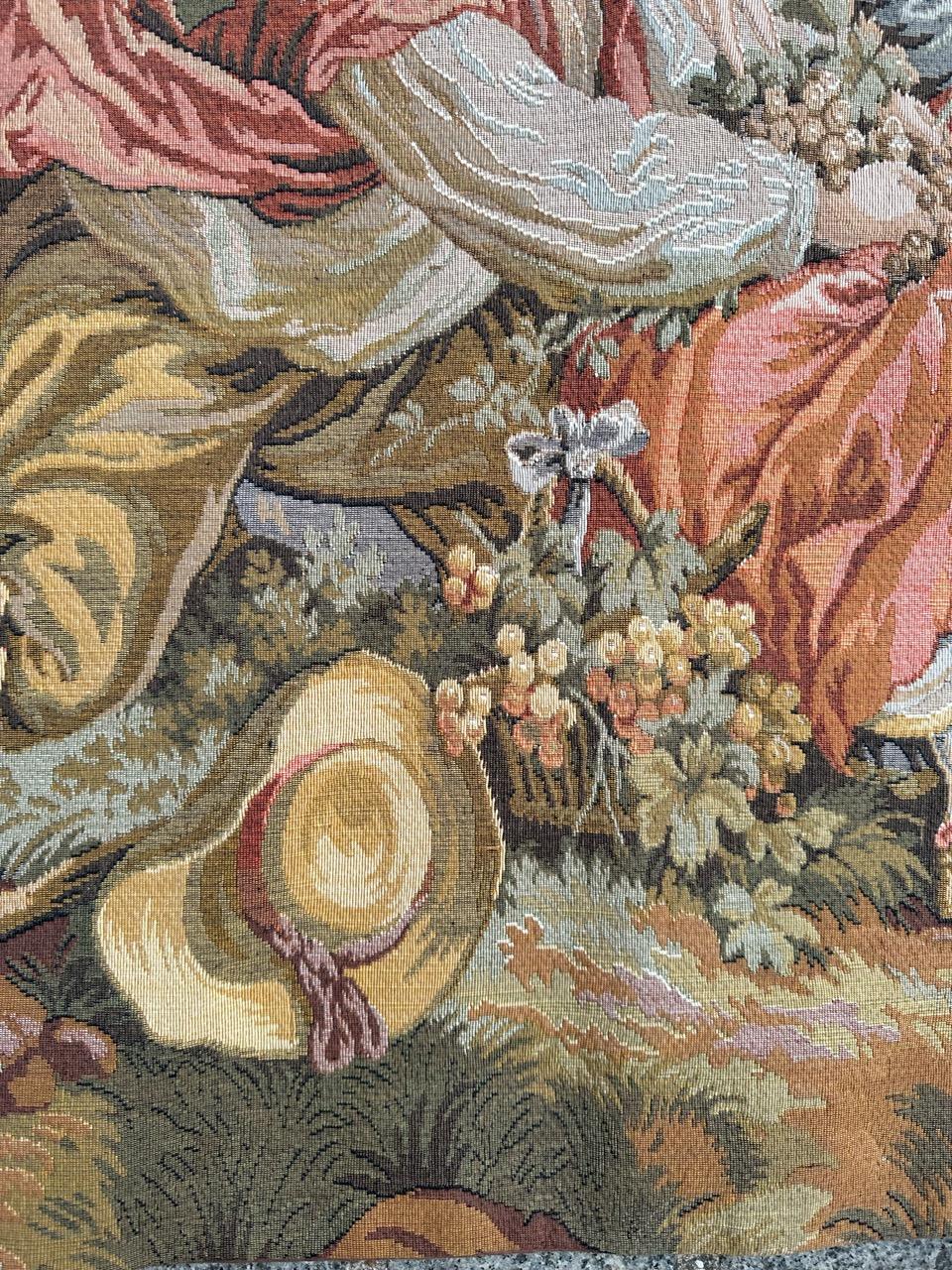 20ième siècle Bobyrug's Pretty Vintage Aubusson Style Jaquar Tapestry en vente