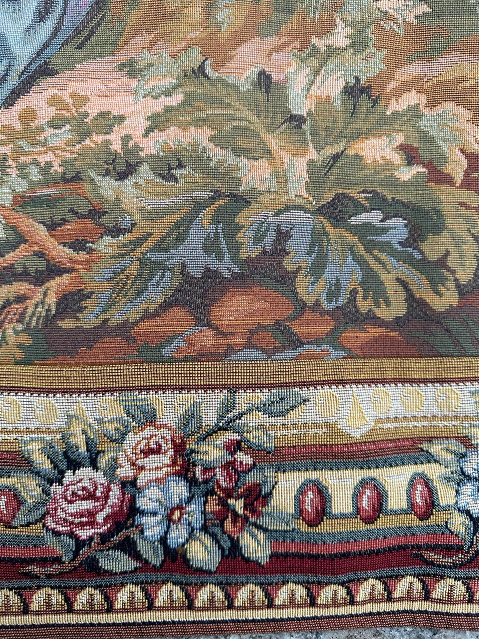 20th Century Bobyrug’s Pretty Vintage Aubusson Style Jaquar Tapestry For Sale