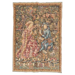 Bobyrug’s Pretty Vintage Aubusson Style Jaquar Tapestry