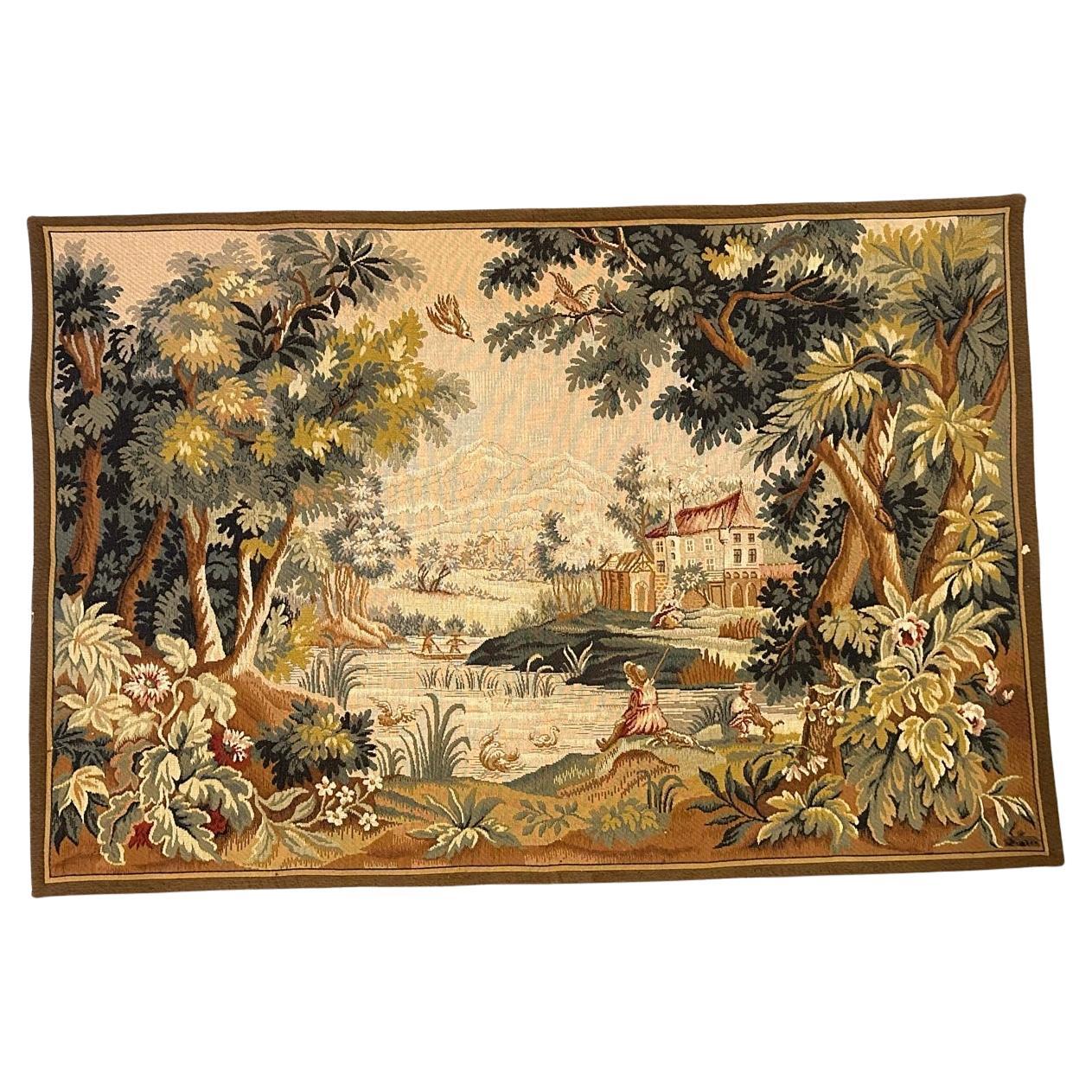 Pretty vintage Aubusson style Jaquar tapestry For Sale at 1stDibs