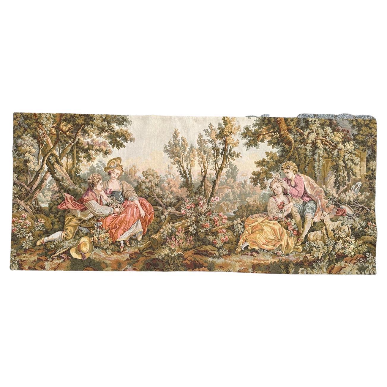 Bobyrug's Pretty Vintage Aubusson Style Jaquar Tapestry en vente