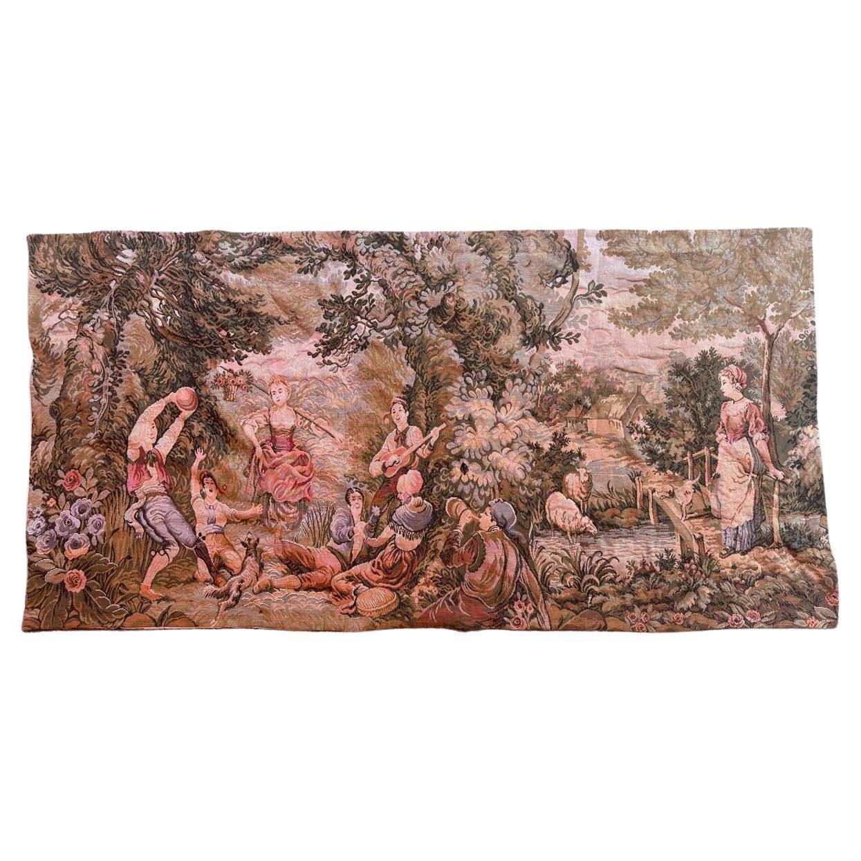 Pretty Vintage Aubusson Style Jaquar Tapestry  For Sale