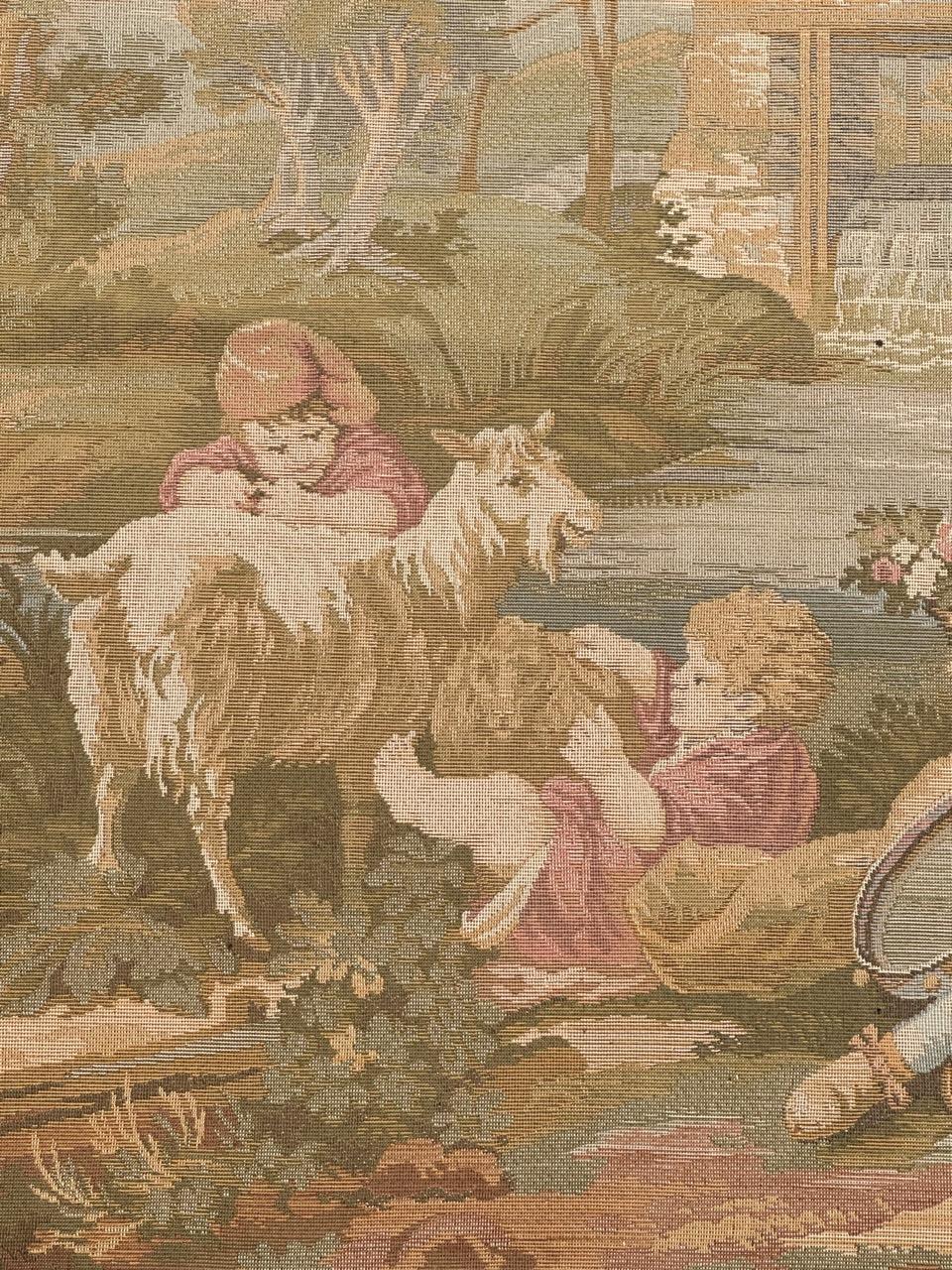 Grazioso arazzo Jaquar in stile Aubusson d'epoca 