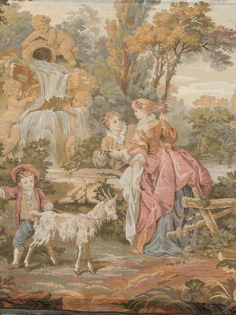 Francese Grazioso arazzo Jaquar in stile Aubusson d'epoca 