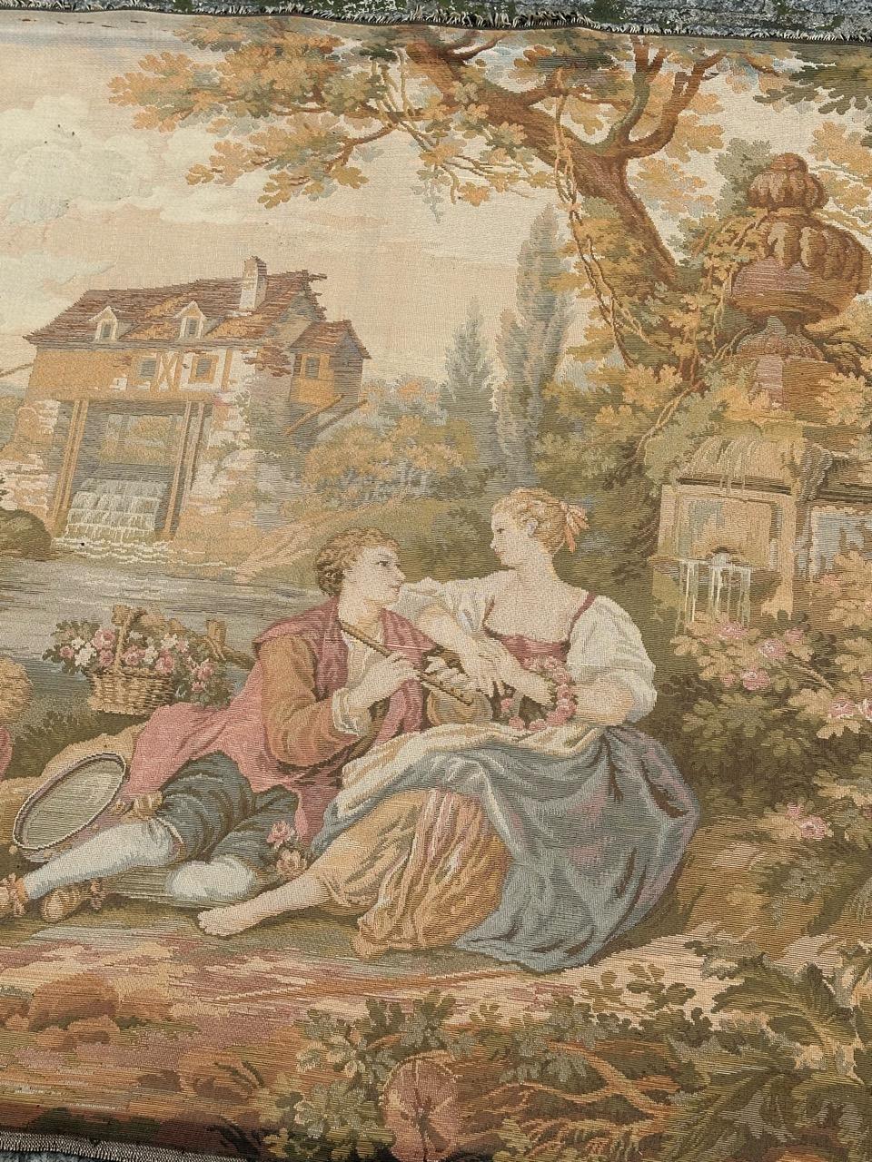Fatto a macchina Grazioso arazzo Jaquar in stile Aubusson d'epoca 