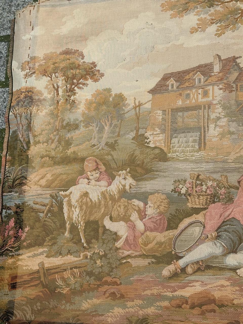 Grazioso arazzo Jaquar in stile Aubusson d'epoca 