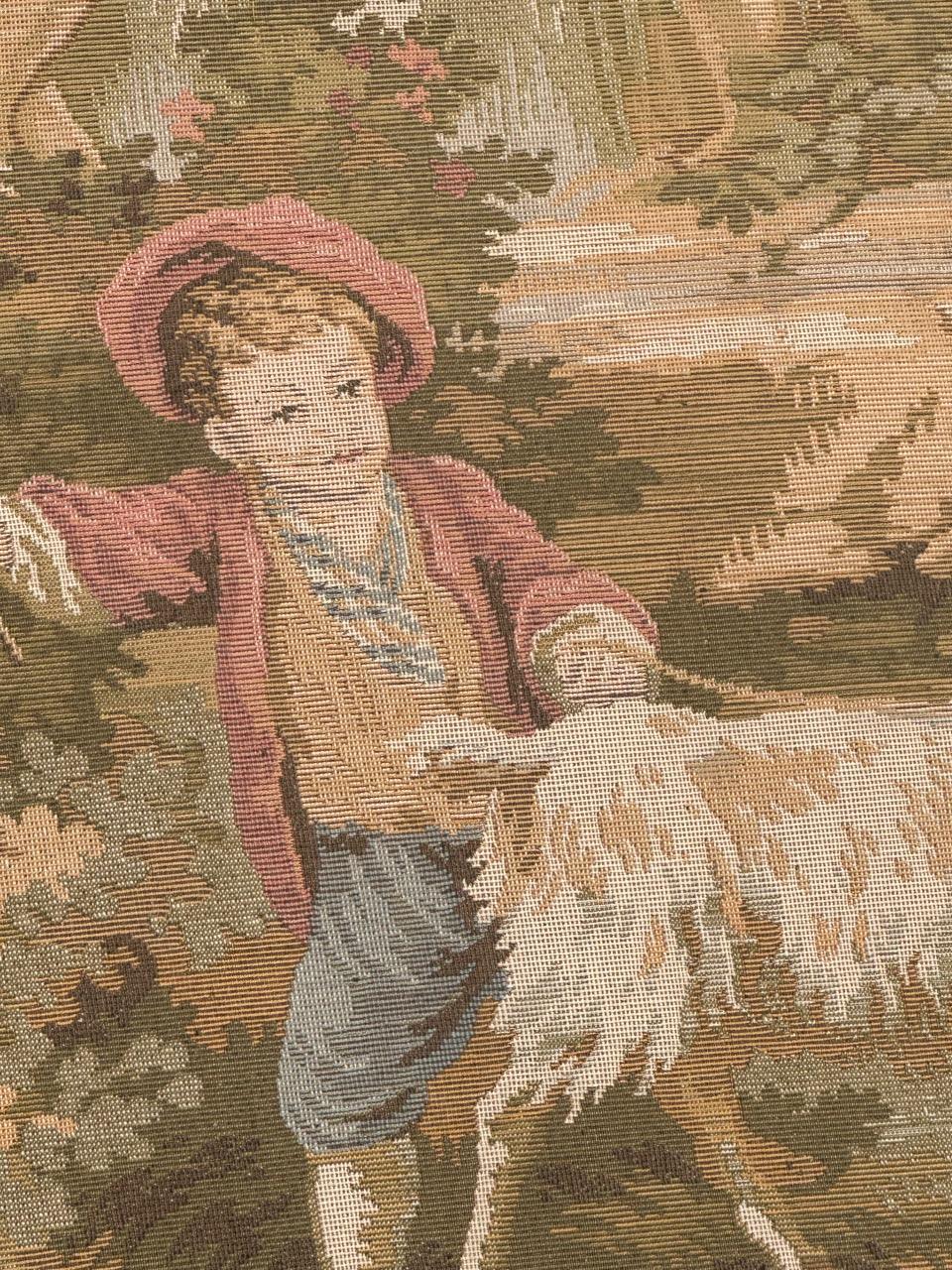 XX secolo Grazioso arazzo Jaquar in stile Aubusson d'epoca 