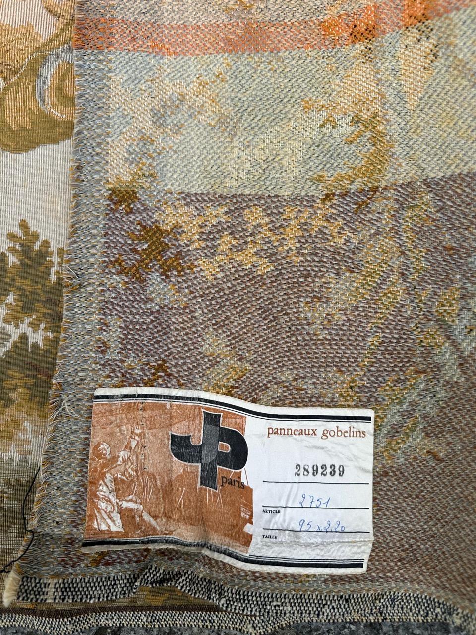 Schöner Jaquar-Wandteppich im Aubusson-Stil mit galanter Szene, Vintage im Angebot 13