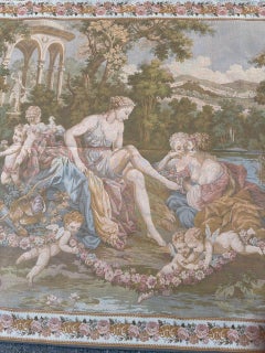 Bobyrug’s Pretty vintage Aubusson style Jaquar tapestry François Boucher design