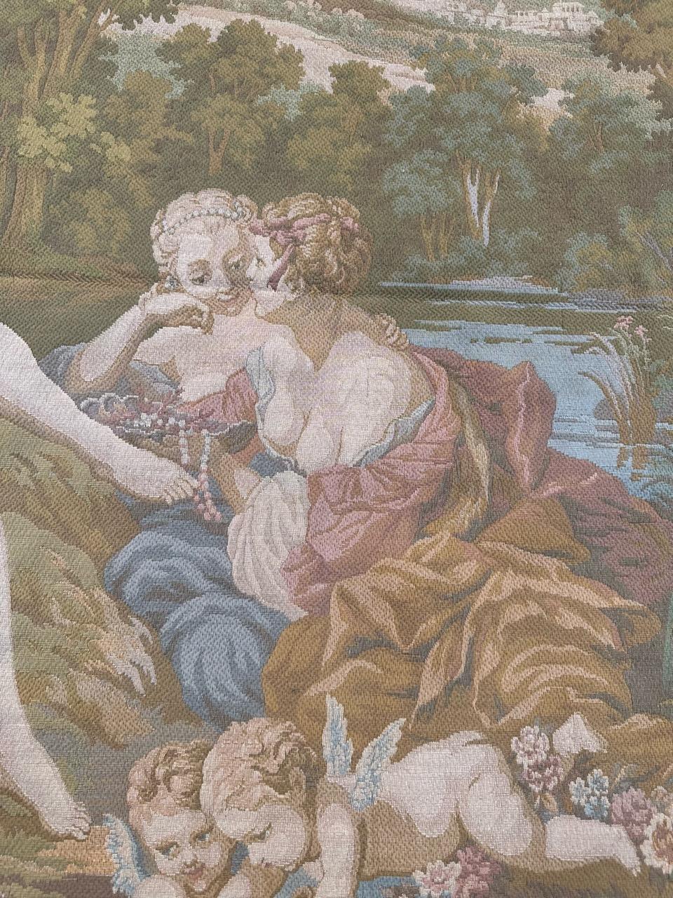 Bobyrug’s Pretty vintage Aubusson style Jaquar tapestry François Boucher design For Sale 1