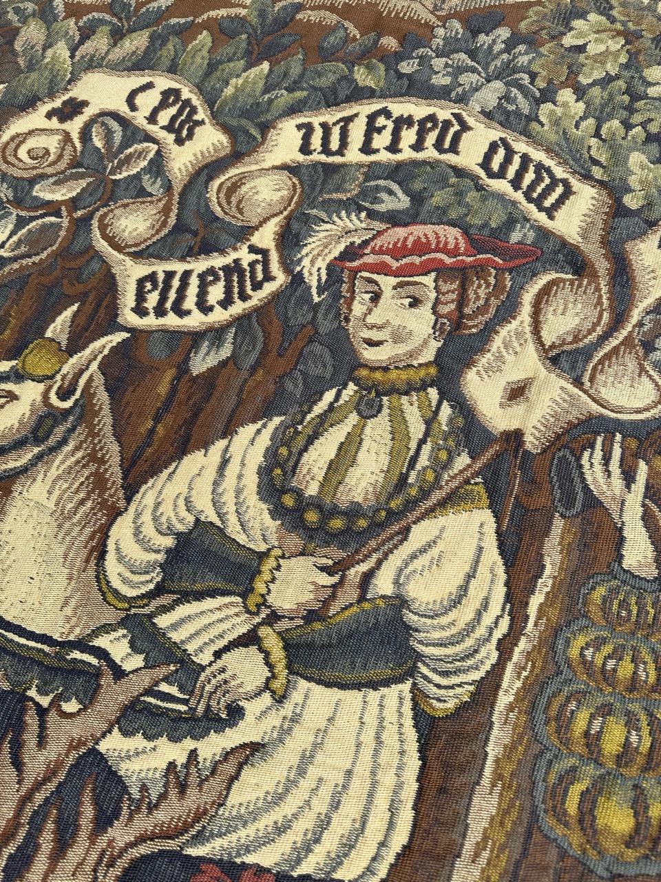 Hübscher Vintage Aubusson Stil médiéval design Jacquard Wandteppich 