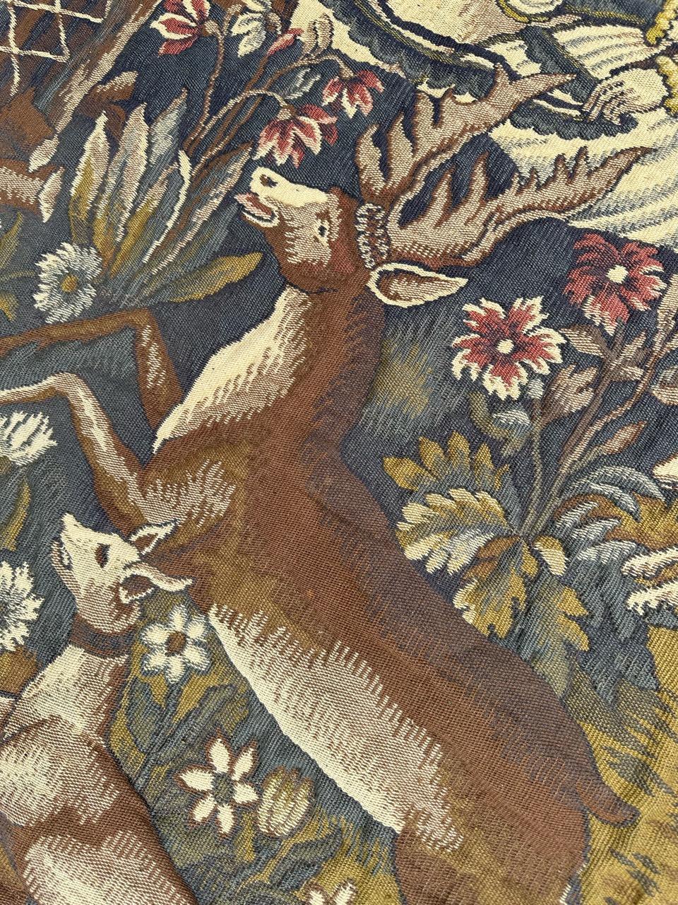 Hübscher Vintage Aubusson Stil médiéval design Jacquard Wandteppich 