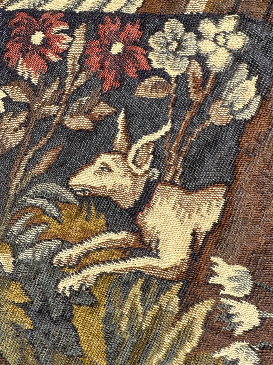 Hübscher Vintage Aubusson Stil médiéval design Jacquard Wandteppich 