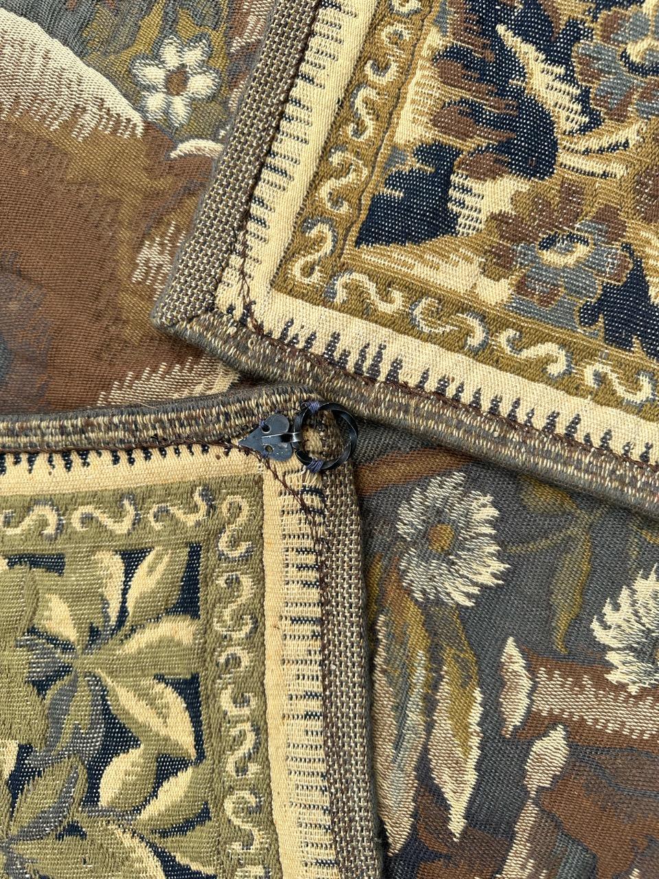 Hübscher Vintage Aubusson Stil médiéval design Jacquard Wandteppich 
