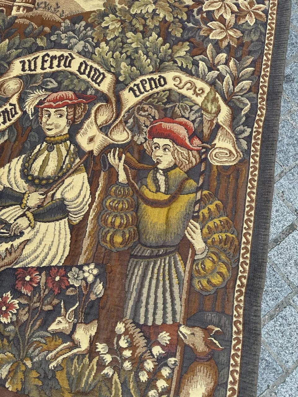 Hübscher Vintage Aubusson Stil médiéval design Jacquard Wandteppich 