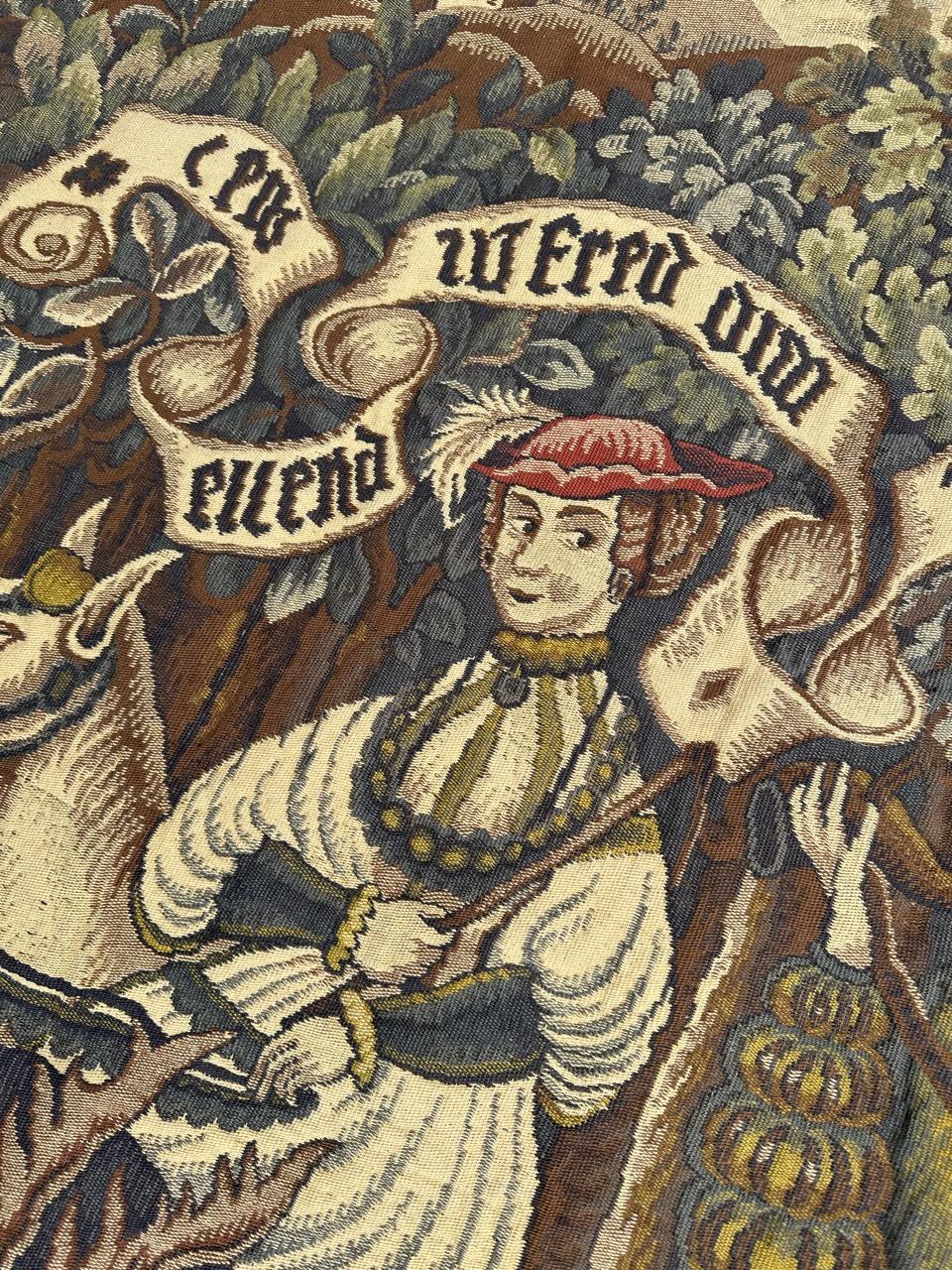 Hübscher Vintage Aubusson Stil médiéval design Jacquard Wandteppich 
