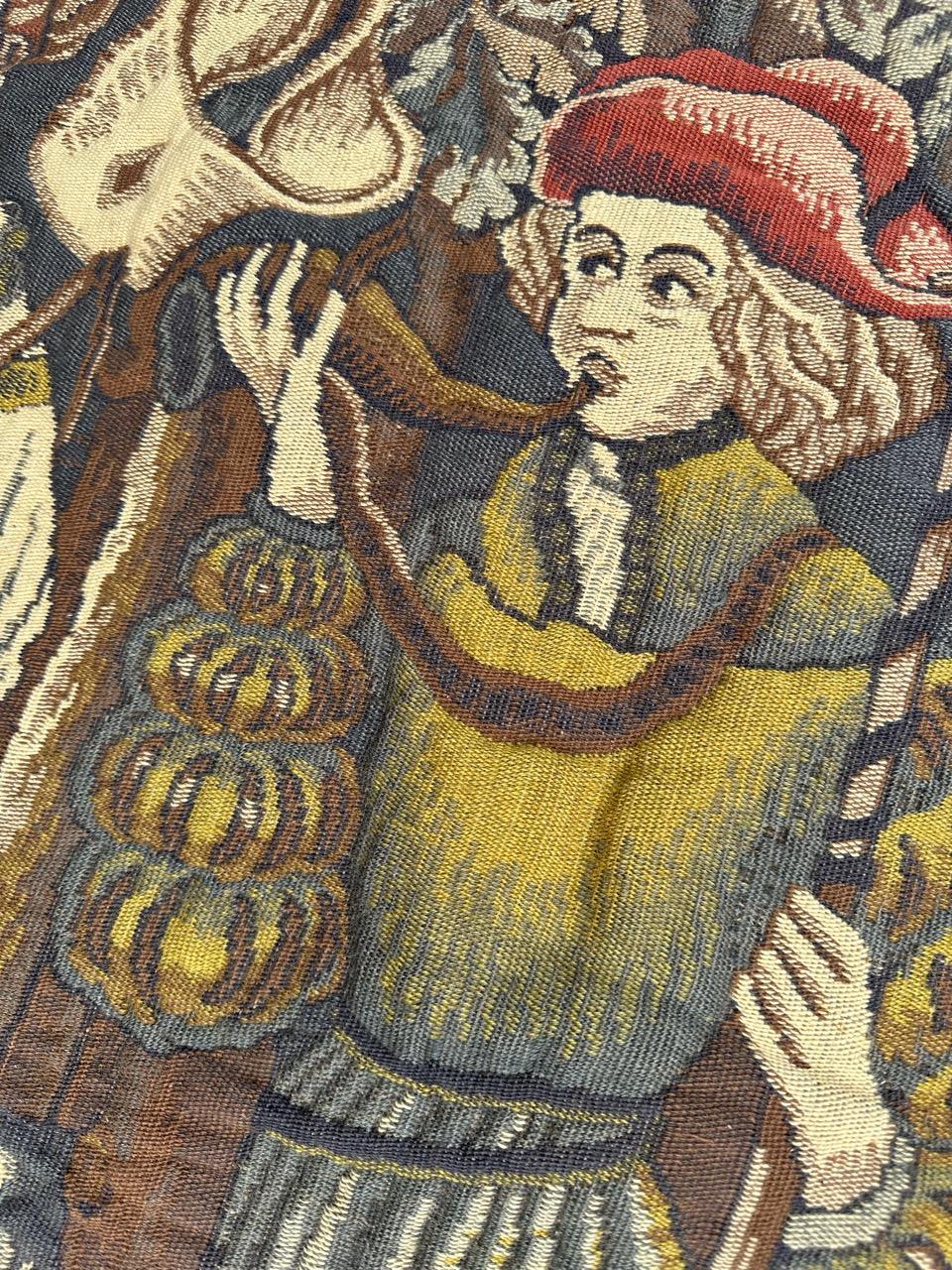 Hübscher Vintage Aubusson Stil médiéval design Jacquard Wandteppich 