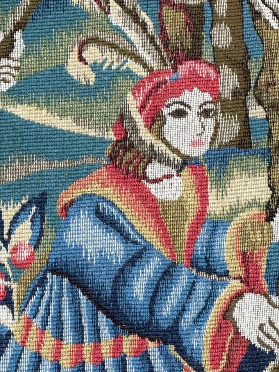 Hübsche Vintage Aubusson Stil médiéval Design Jacquard Wandteppich im Angebot 2