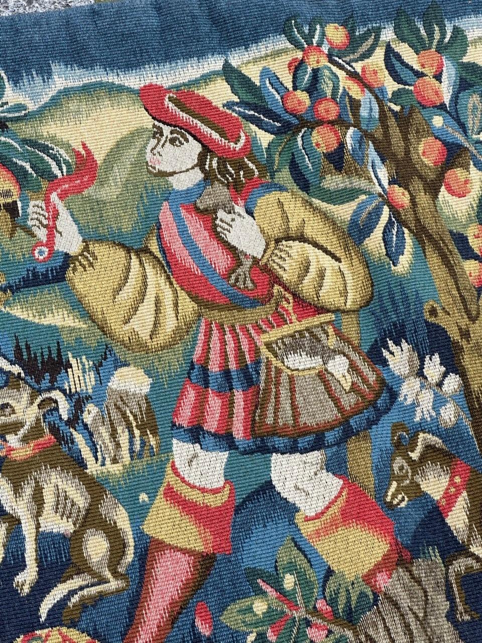 Hübsche Vintage Aubusson Stil médiéval Design Jacquard Wandteppich im Angebot 3