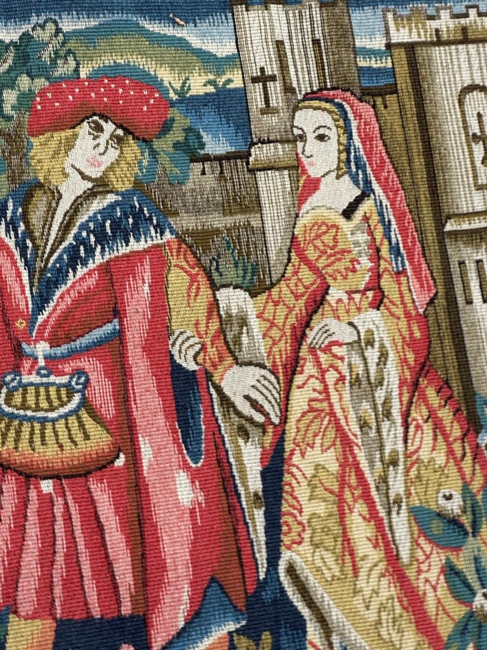 Hübsche Vintage Aubusson Stil médiéval Design Jacquard Wandteppich im Angebot 5