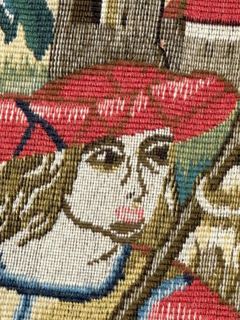 Hübsche Vintage Aubusson Stil médiéval Design Jacquard Wandteppich im Angebot 8