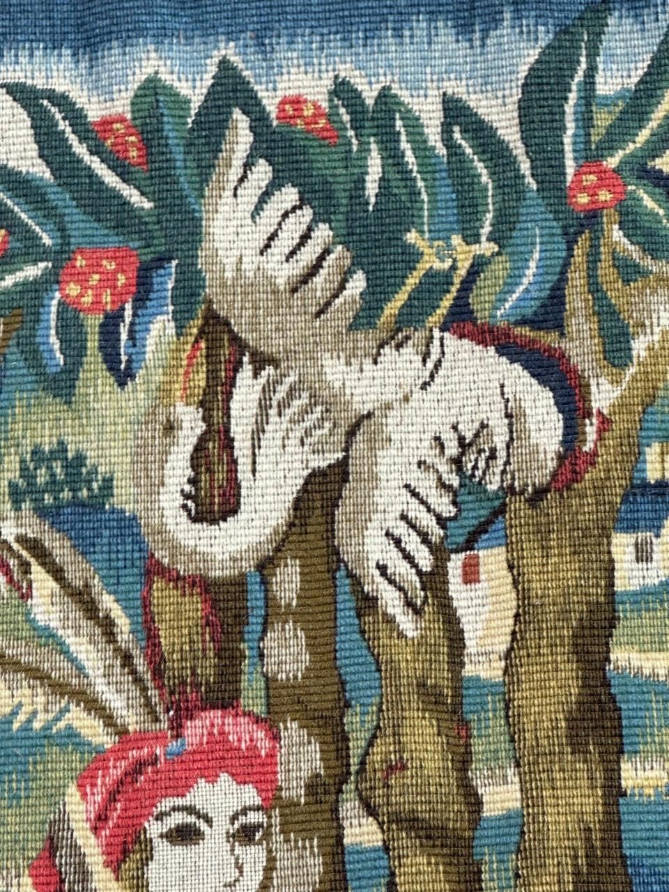 Hübsche Vintage Aubusson Stil médiéval Design Jacquard Wandteppich im Angebot 1
