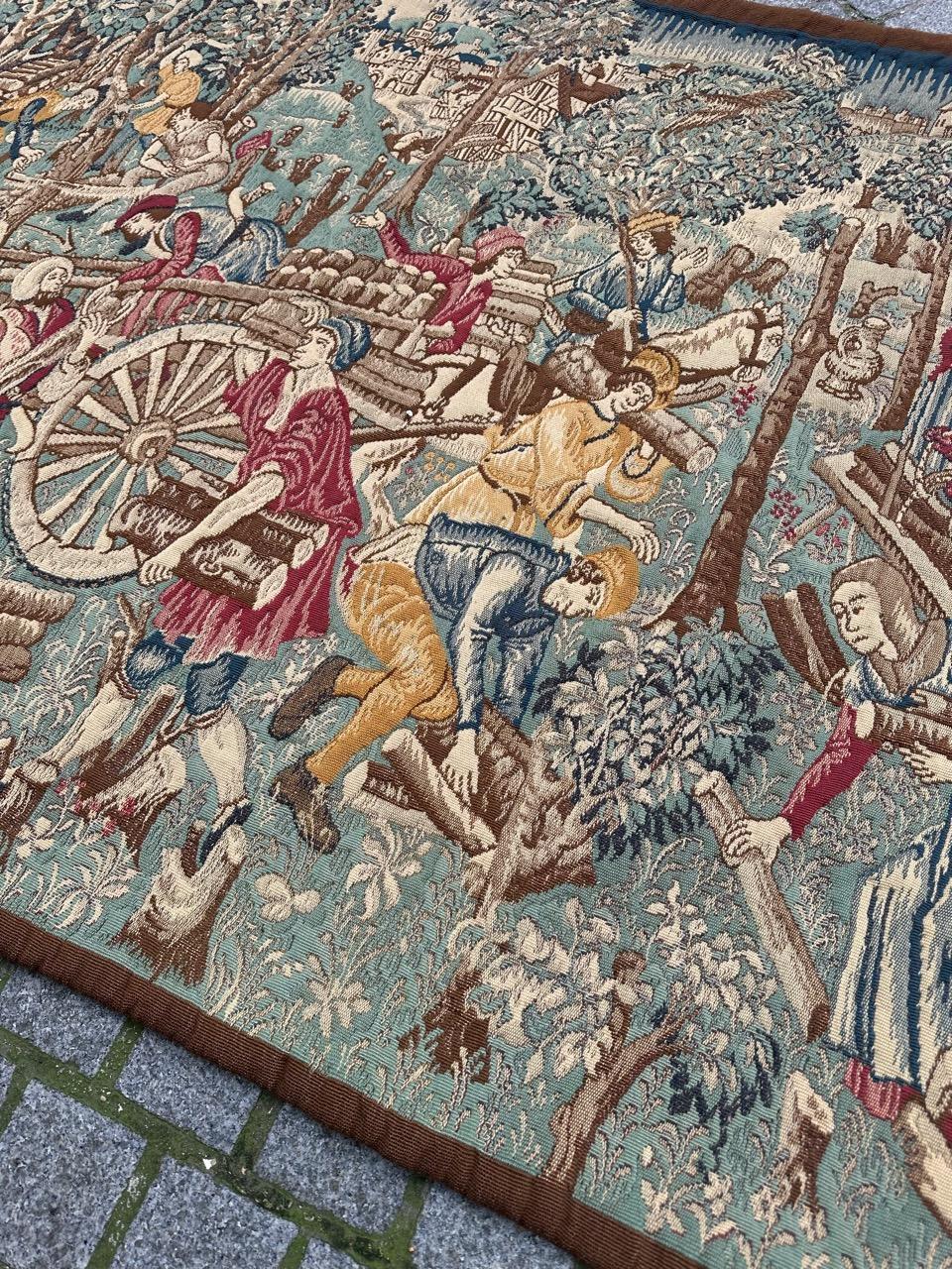 Joli Vintage Aubusson Style médiéval design Jacquard Tapisserie 