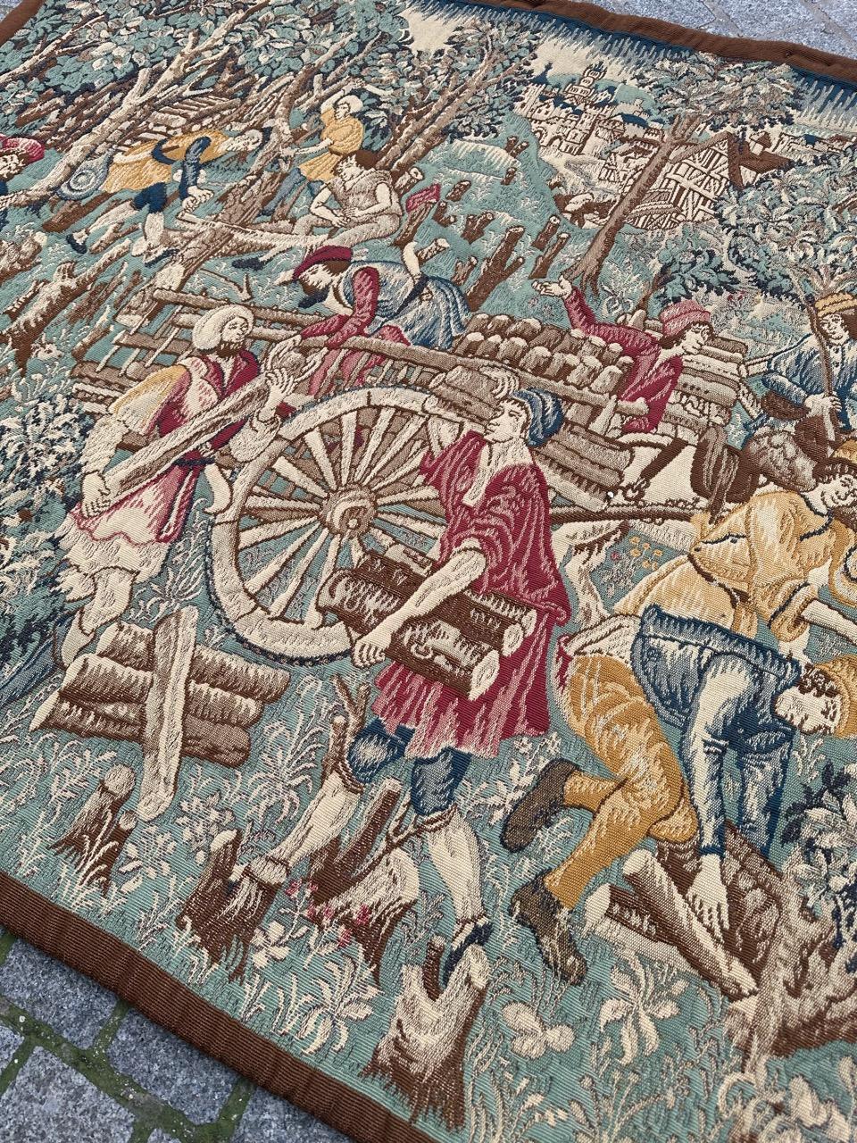 Joli Vintage Aubusson Style médiéval design Jacquard Tapisserie 