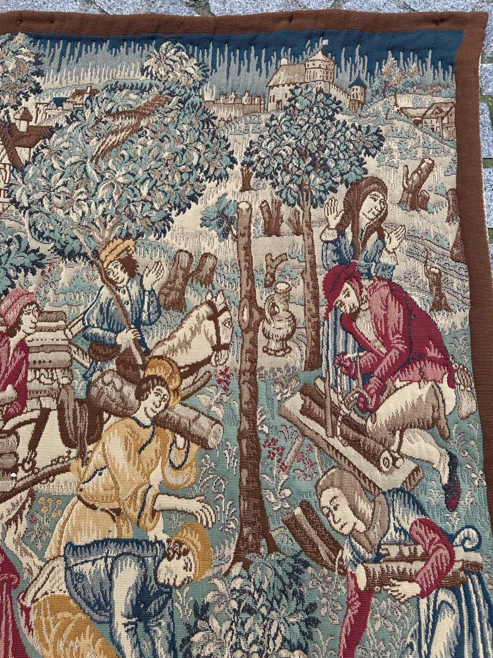 Joli Vintage Aubusson Style médiéval design Jacquard Tapisserie 