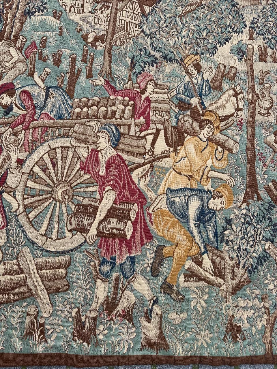 Français Joli Vintage Aubusson Style médiéval design Jacquard Tapisserie 