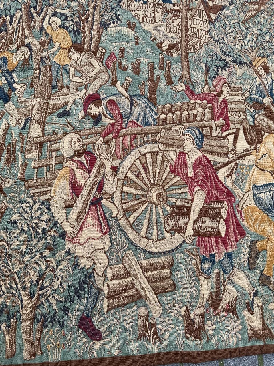 Fait à la machine Joli Vintage Aubusson Style médiéval design Jacquard Tapisserie 