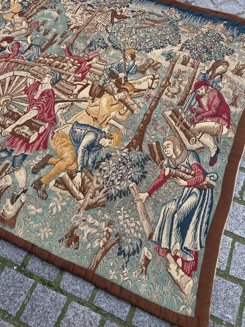 Joli Vintage Aubusson Style médiéval design Jacquard Tapisserie 