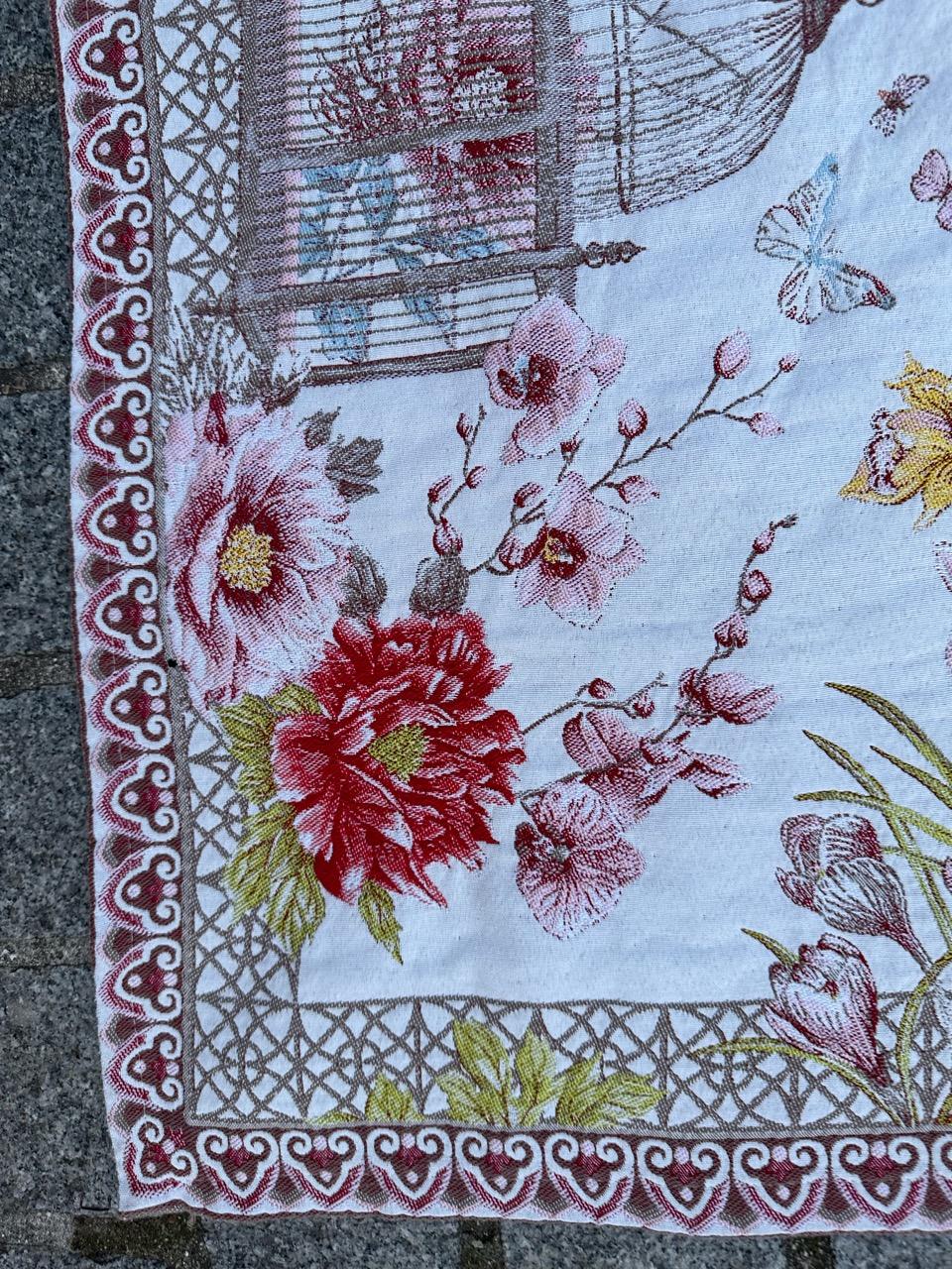Wool Bobyrug’s Pretty Vintage Aubusson Style Tapestry or Cover For Sale