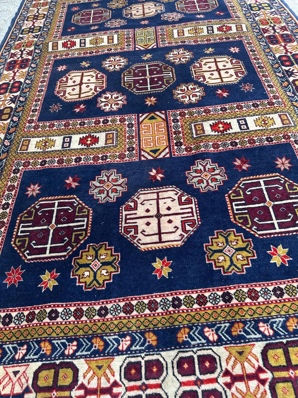 Late 20th Century Bobyrug’s Pretty vintage Azerbaijan shirwan rug  For Sale