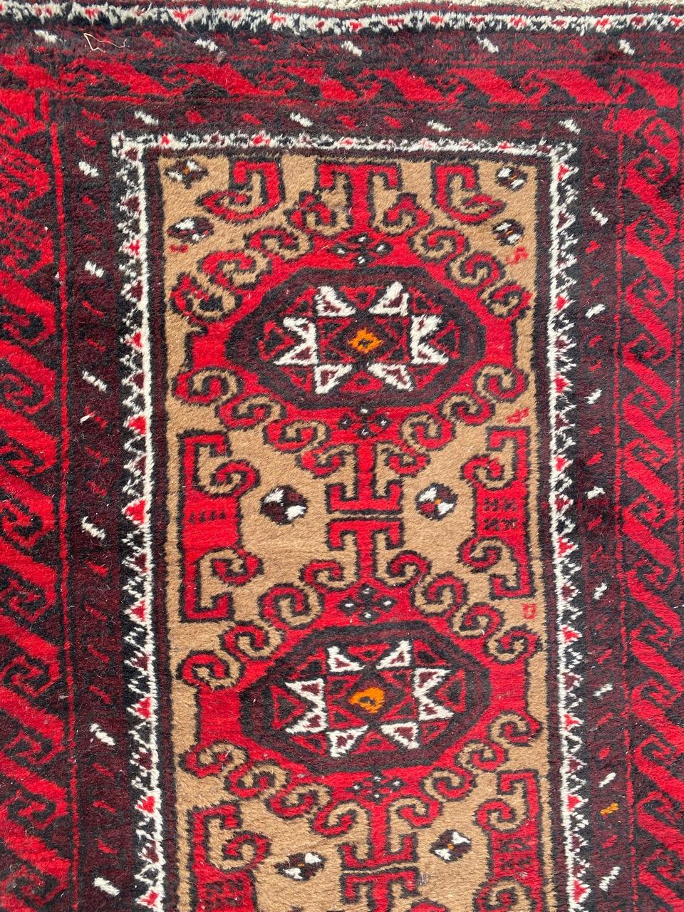 Bobyrug’s Pretty Vintage Baluch rug For Sale 2