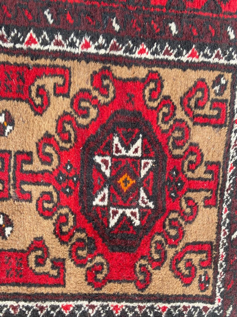 Hand-Knotted Bobyrug’s Pretty Vintage Baluch rug For Sale