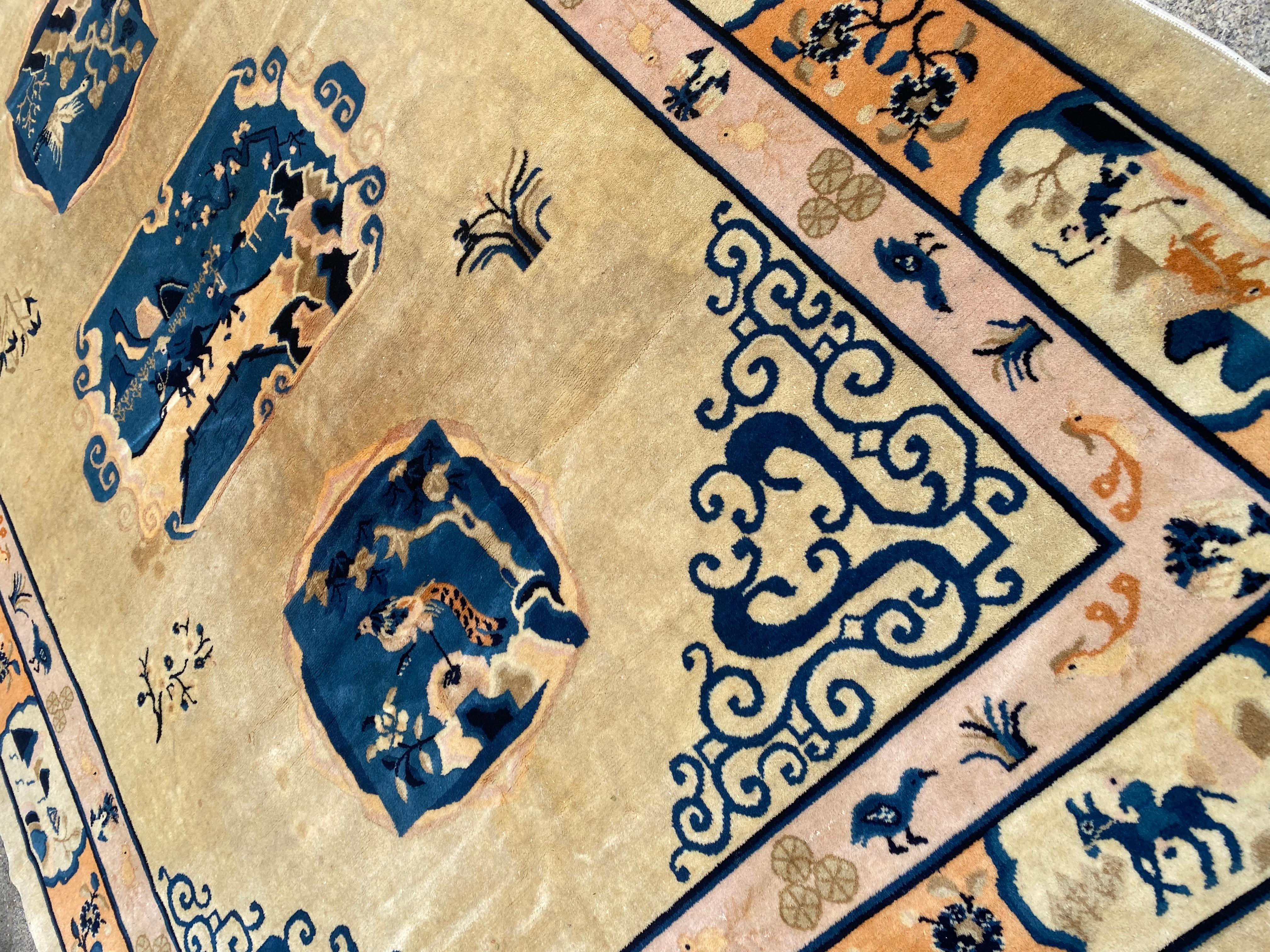 Bobyrug's Pretty Vintage Chinese Art Deco Design Peking Rug im Angebot 3