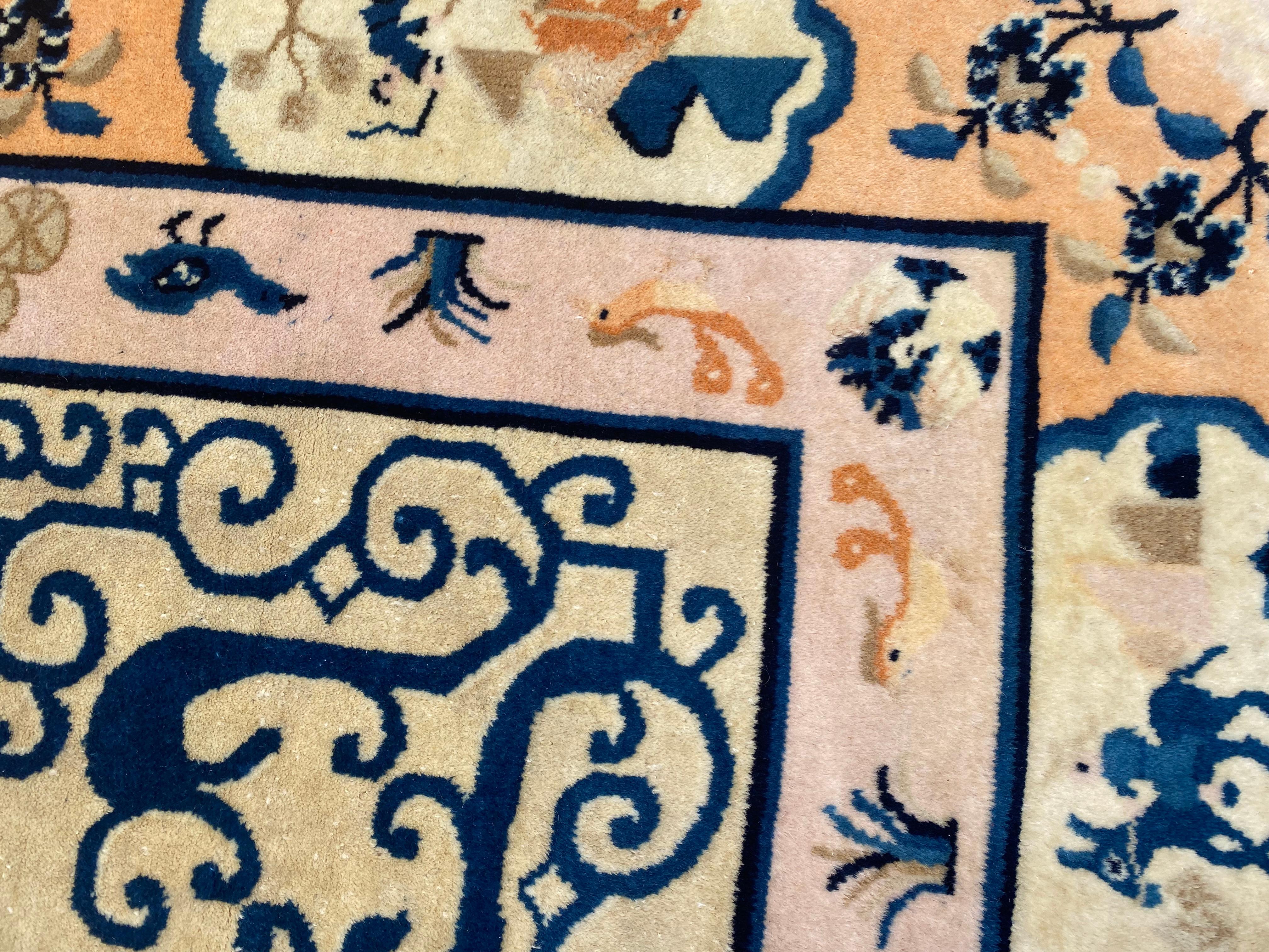 Bobyrug's Pretty Vintage Chinese Art Deco Design Peking Rug (Wolle) im Angebot