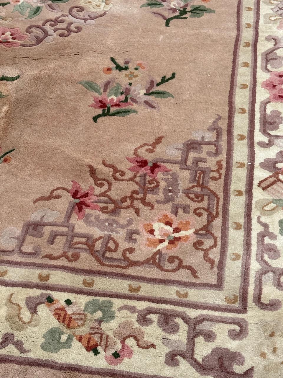pretty vintage Chinese art deco design rug For Sale 7